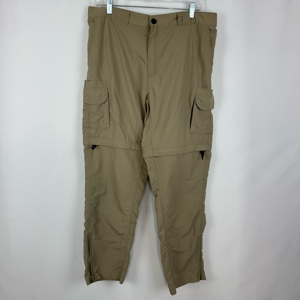 Magellan Outdoors Fish Gear Pants Mens L Khaki Convertible Cargo Water Repellant